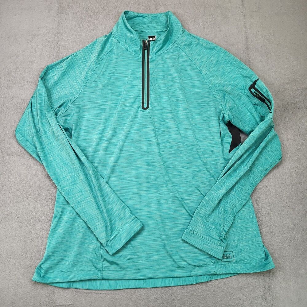REI 1/4 Zip Pullover‎ Women's XL Mint Green Long Sleeve Performance Stretch